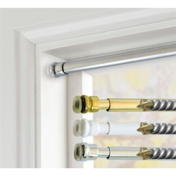 Astine a molla per tende a vetro estensibili, bastoncini a pressione per finestre, colori Bianco Oro Argento