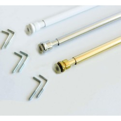 Astine a molla per tende a vetro estensibili, bastoncini a pressione per finestre, colori Bianco Oro Argento