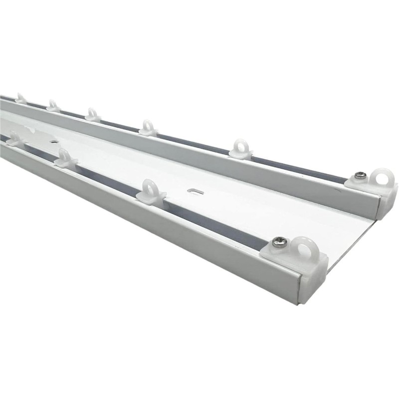 Binario per tende doppio a soffitto in alluminio bianco con 2 canali (largh. 75 mm)