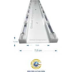 Binario per Tende Doppio a Soffitto in Alluminio Bianco con 2 Canali