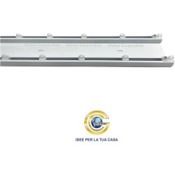 Binario per tende doppio a soffitto in alluminio bianco con 2 canali (largh. 75 mm)