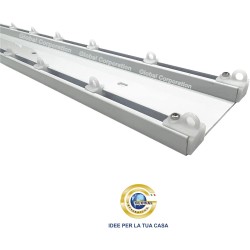 Binario per Tende Doppio a Soffitto in Alluminio Bianco con 2 Canali