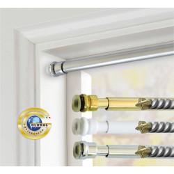 Astine a molla per tende a vetro estensibili, bastoncini a pressione per finestre, colori Bianco Oro Argento