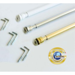Astine a molla per tende a vetro estensibili, bastoncini a pressione per finestre, colori Bianco Oro Argento