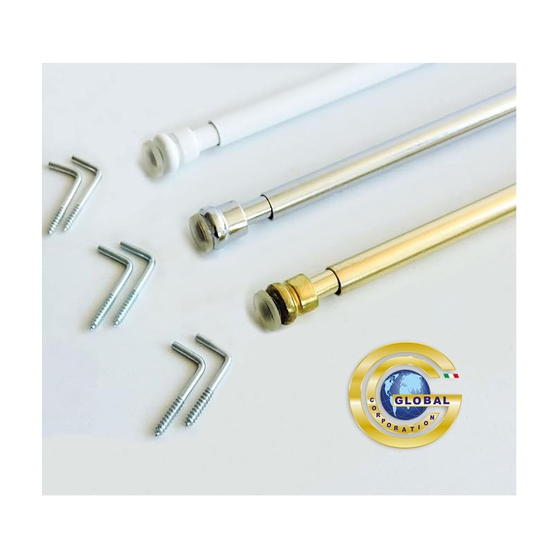 Astine A Molla Per Tenda - Estensibili 90-150 Cm, Bianco, Per Doccia O Finestre