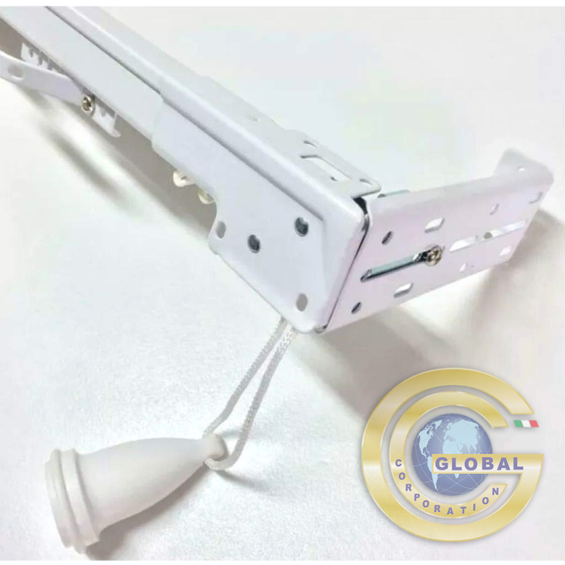 Binario americano estensibile bianco con corda - bastone per tende a soffitto o parete