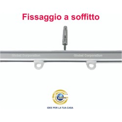 Binario per tende a soffitto in alluminio bianco, nero, argento – con scorrevoli