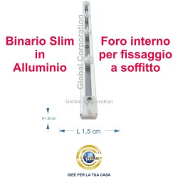 Binario per tende a soffitto in alluminio bianco, nero, argento – con scorrevoli