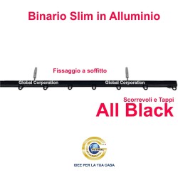 Binario per tende a soffitto in alluminio bianco, nero, argento – con scorrevoli