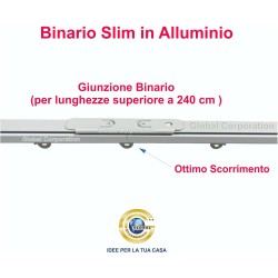 Binario per tende a soffitto in alluminio bianco, nero, argento – con scorrevoli