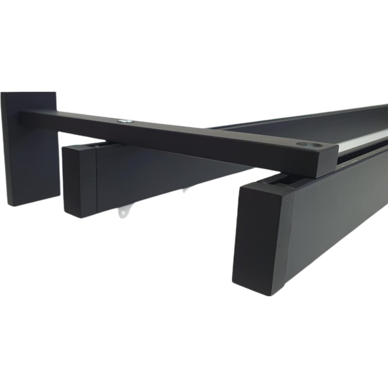 Doppio binario per tende nero Minimal a soffitto o parete - Made in Italy