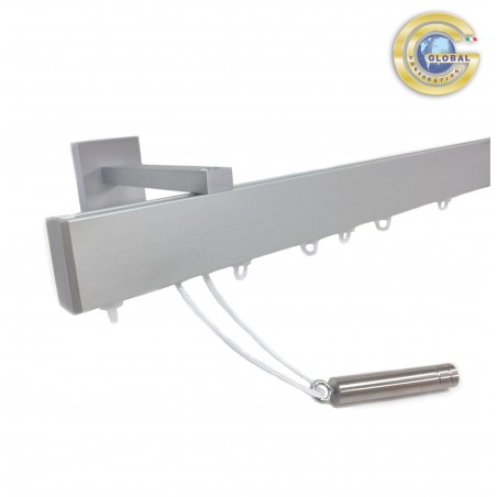 Binario per tende Minimal alluminio, sistema onda-wave, a parete o soffitto