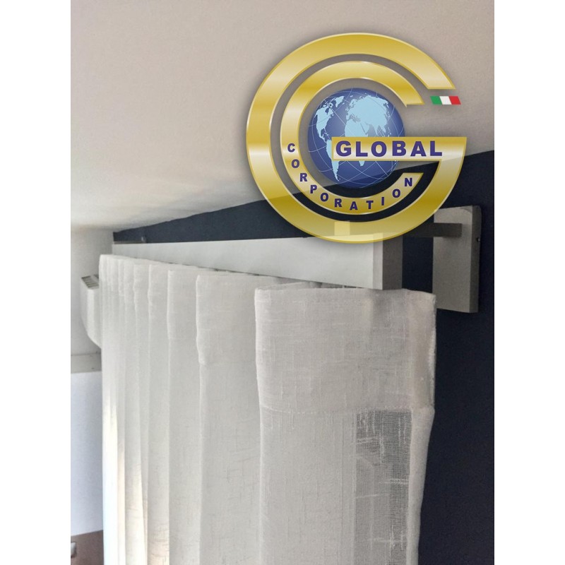 Binario per tende Minimal alluminio, sistema onda-wave, a parete o soffitto Binario per tende Minimal alluminio, sistema onda-wave, a parete o soffitto