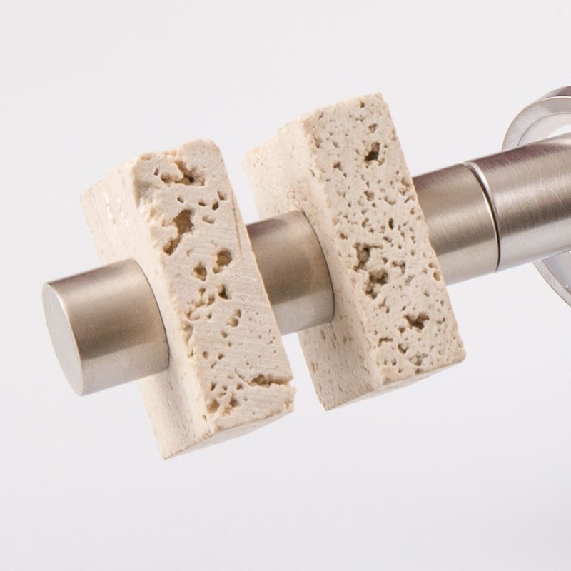 Bastone per tende in acciaio con terminali in Marmo Travertino