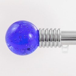 Bastone per tende in acciaio con terminale sfera in vetro di Murano