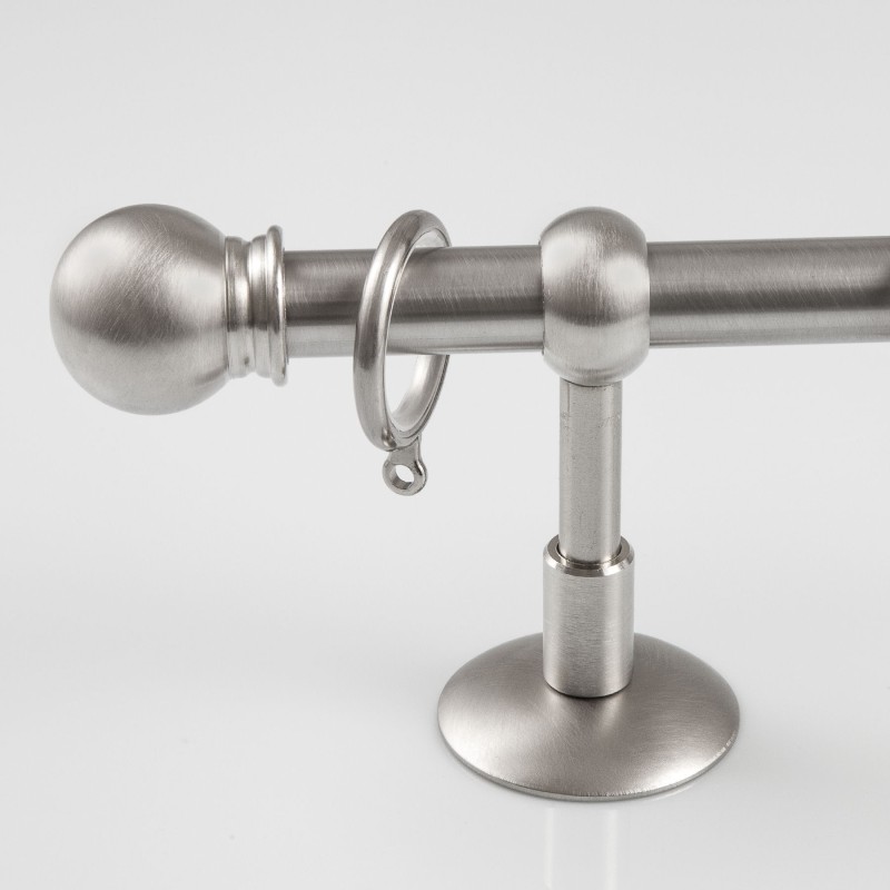 Bastone per tende in acciaio con terminale sfera liscia Bastone per tende in acciaio con terminale sfera liscia