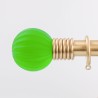 Bastone per tende in ottone con terminale sfera rigata vetro di Murano verde