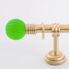 Bastone per tende in ottone con terminale sfera rigata vetro di Murano verde