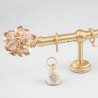 Bastone per tende in ottone con terminale Rosa in Ceramica Capodimonte