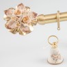Bastone per tende in ottone con terminale Rosa in Ceramica Capodimonte
