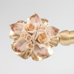 Bastone per tende in ottone con terminale Rosa in Ceramica Capodimonte