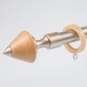 Bastone per tende in acciaio con terminale cono in legno Bastone per tende in acciaio con terminale cono in legno