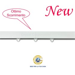 Binario per tenda alluminio piatto bianco, attacco a soffitto o parete