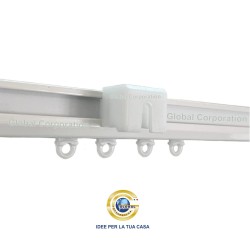 Binario per tenda alluminio piatto bianco, attacco a soffitto o parete