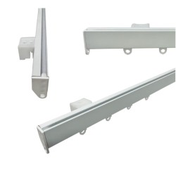 Binario per tenda alluminio piatto bianco, attacco a soffitto o parete