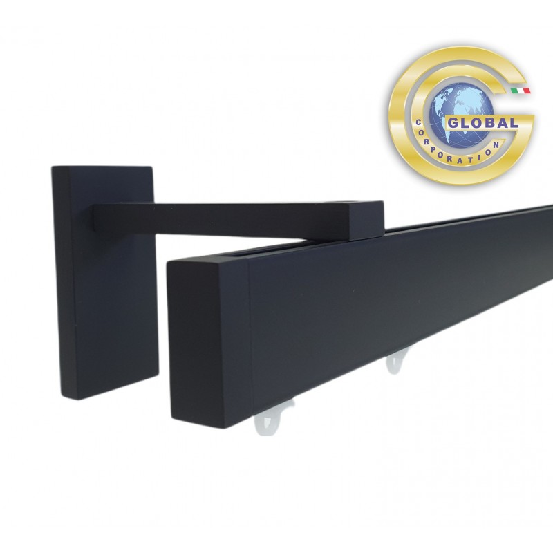 Binario per tende nero Minimal a soffitto o parete Binario per tende nero Minimal a soffitto o parete